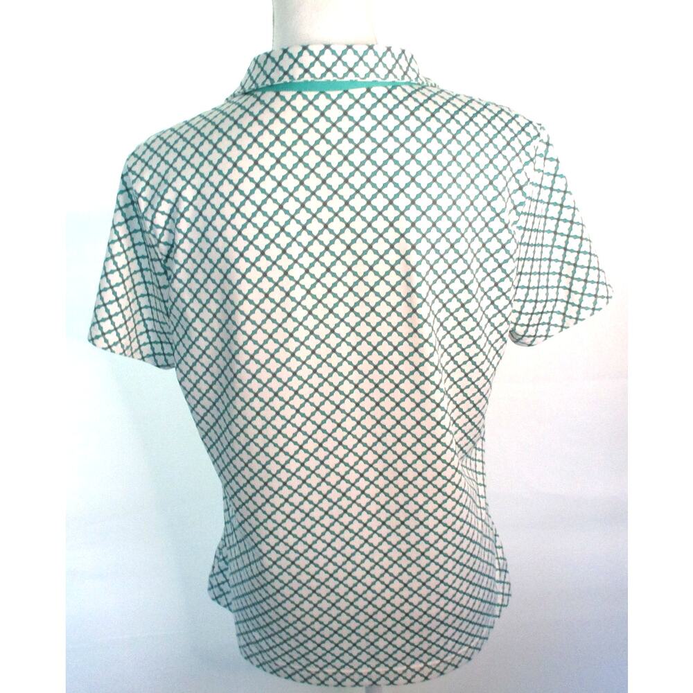 Tehama Women's Short Sleeve Green & White Stretch Polo Golf Shirt Size Large - Picture 5 of 11